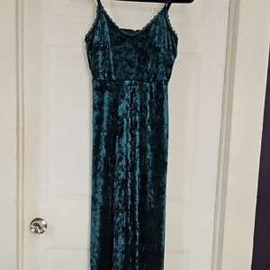 Elegant Teal Velvet Dress